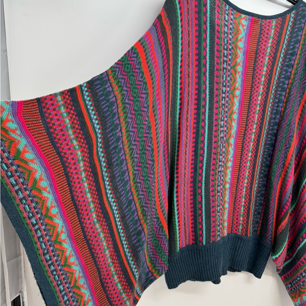 Novica Fair Isle Knit Alpaca Blend Sweater S/M oversized  batwing Kimono Sleeve - Picture 5 of 11